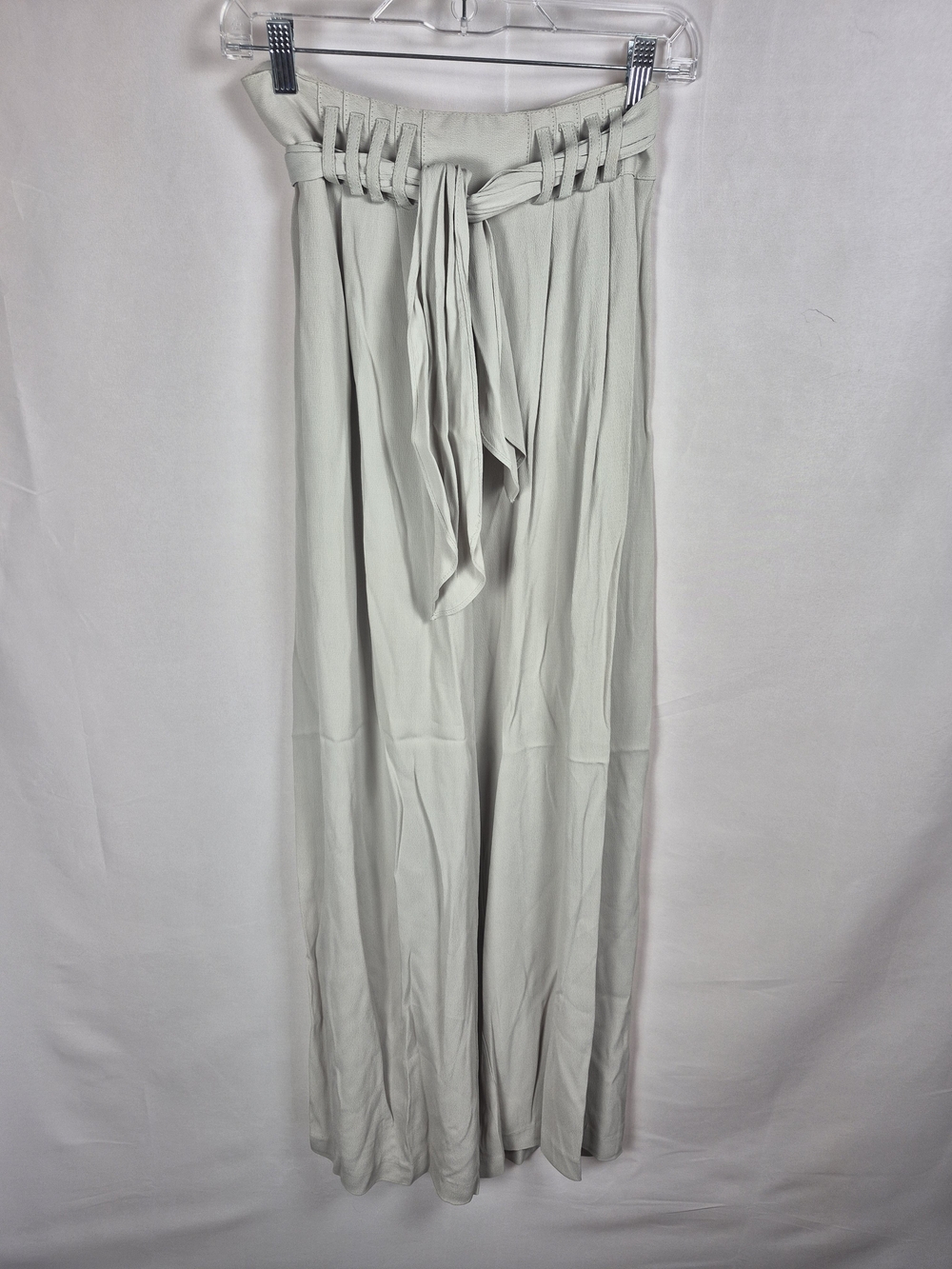 VTG Cache Tie-Waist Wide-Leg Pants - Light Grey/Putty Size 8